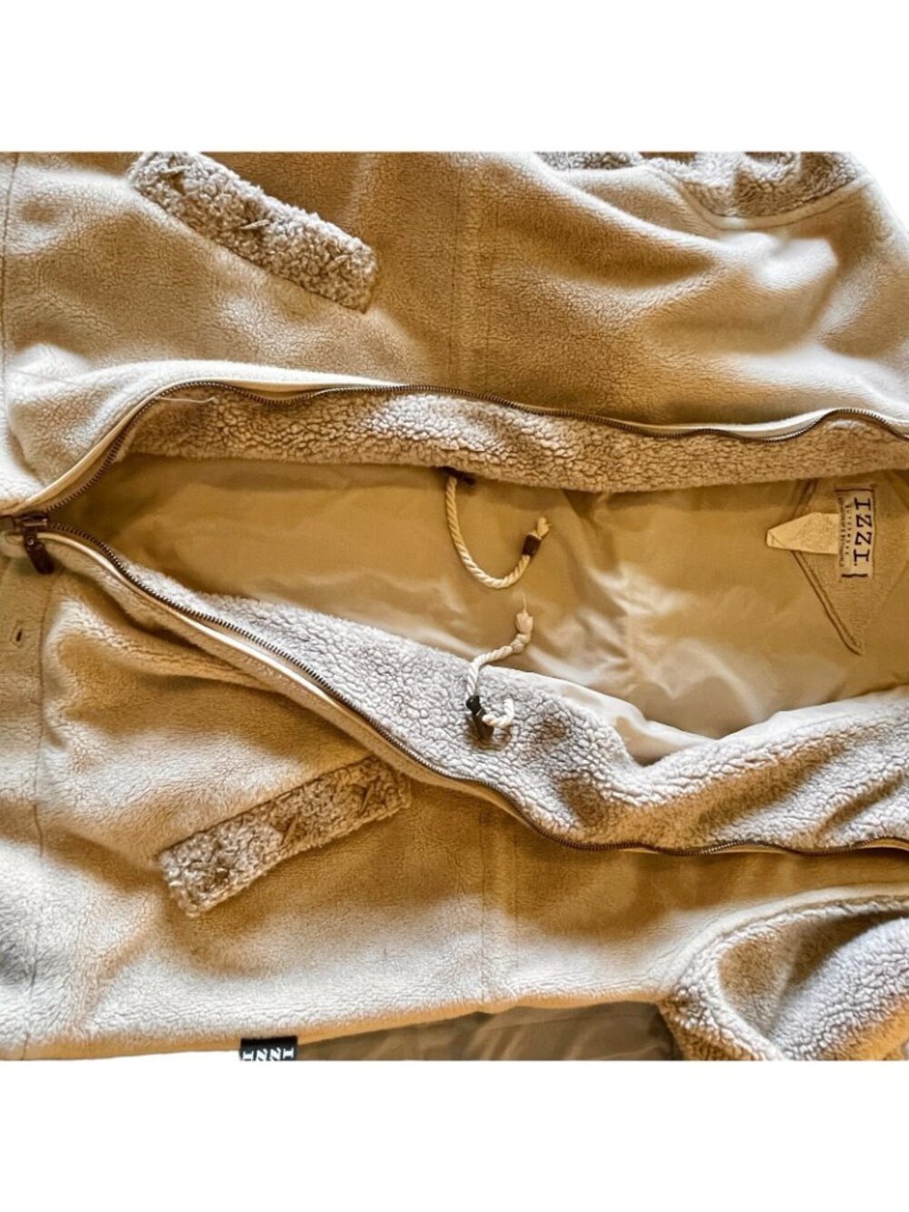 Faux Shearling Women's S/M Jacket Fleece IZZI Outerwear Windbreaker Lining Hood - Picture 12 of 13